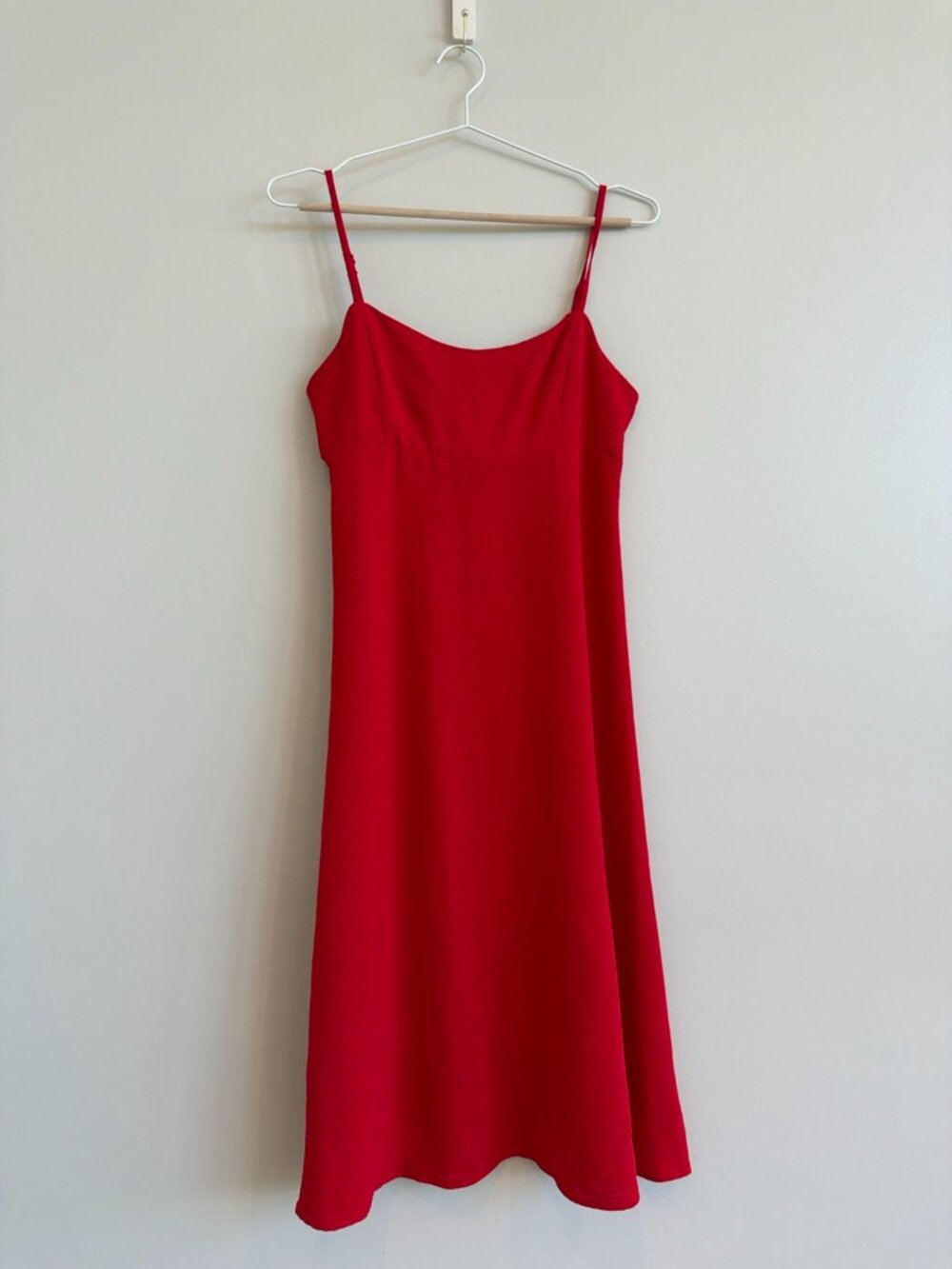 Originality Red Fit & Flare Midi Dress | Adjustable Straps | Size M